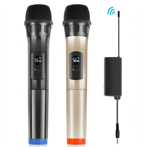 PULUZ 1 To 2 UHF Wireless Dynamic Microphones with LED Display, 3.5mm Transmitter SJMUSICGROUP