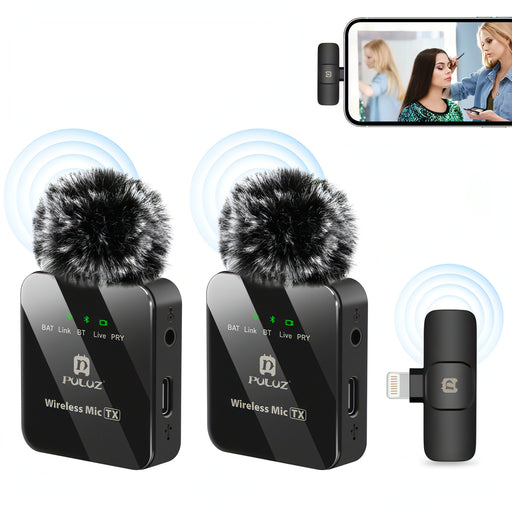 PULUZ Wireless Lavalier Microphone for iPhone / iPad, 8-Pin Receiver and Dual Microphones SJMUSICGROUP