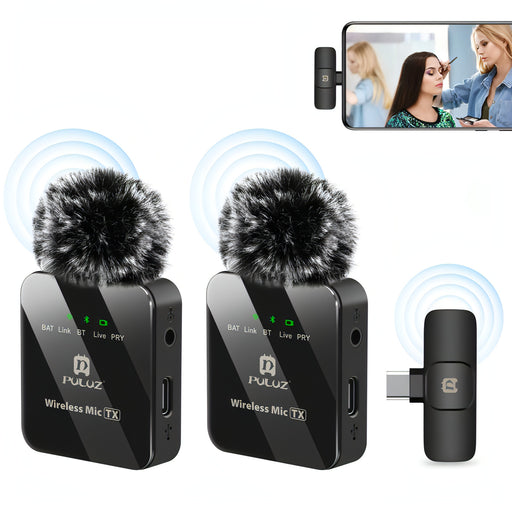 PULUZ Wireless Lavalier Microphone for Type-C Phone, Type-C Receiver and Dual Microphones SJMUSICGROUP