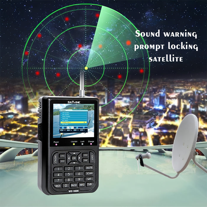 SATLINK WS6906 3.5 inch LCD Colour Screen Portable Digital Satellite Finder Meter SJMUSICGROUP