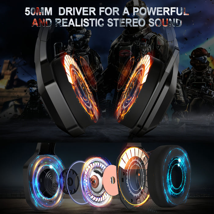 ONIKUMA K10 Computer Games Wired Headset with RGB LED Light SJMUSICGROUP