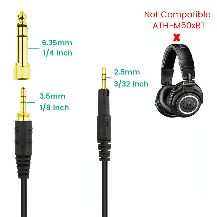 ZS0088 For Audio-Technica ATH-M50X / ATH-M40X Spring Headset Audio Cable, Cable Length: 1.4m-3m SJMUSICGROUP