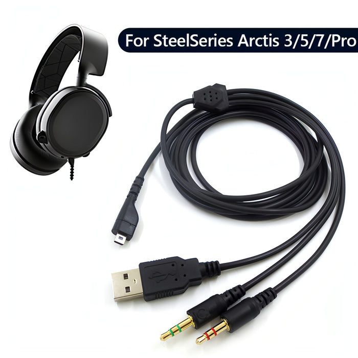 ZS0224 3-Prong Headphone Audio Cable for SteelSeries Arctis 3 / 5 / 7 / Pro SJMUSICGROUP