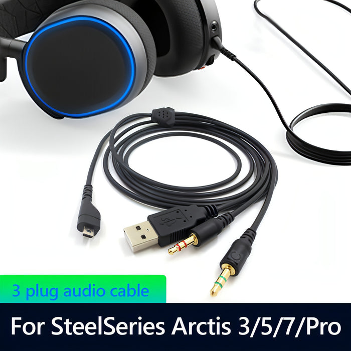 ZS0224 3-Prong Headphone Audio Cable for SteelSeries Arctis 3 / 5 / 7 / Pro SJMUSICGROUP