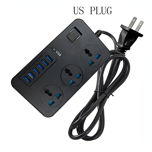 T09 3000W High Power Multi-Function Plug-in 3-Hole International Universal Jack + 6 USB Intelligent Charging SJMUSICGROUP