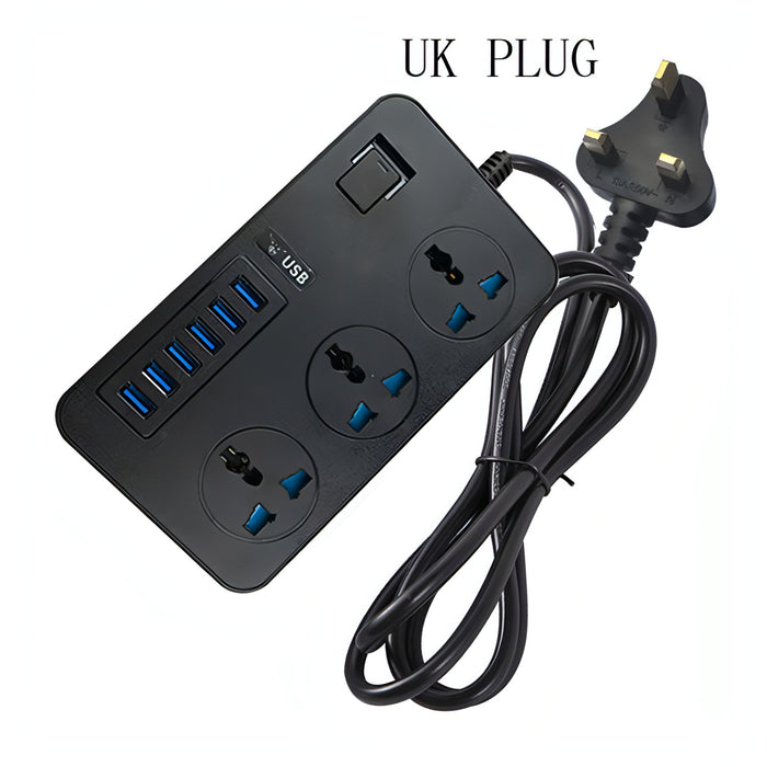 T09 3000W High Power Multi-Function Plug-in 3-Hole International Universal Jack + 6 USB Intelligent Charging SJMUSICGROUP