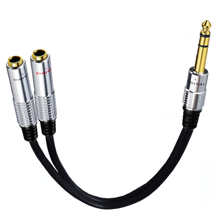 JUNSUNMAY 6.35mm Male to Dual 6.35mm Female Stereo Audio Adapter, Length: 0.2m SJMUSICGROUP