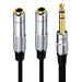 JUNSUNMAY 6.35mm Male to Dual 6.35mm Female Stereo Audio Adapter, Length: 0.2m SJMUSICGROUP