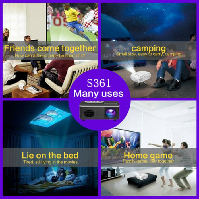 S361 80 lumens 480x320 Pixel Portable Mini Projector, Support 1080P SJMUSICGROUP