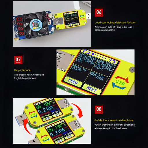 USB 3.0 Color Display Screen Tester Voltage-current Measurement Type-C Meter, Support Android APP SJMUSICGROUP