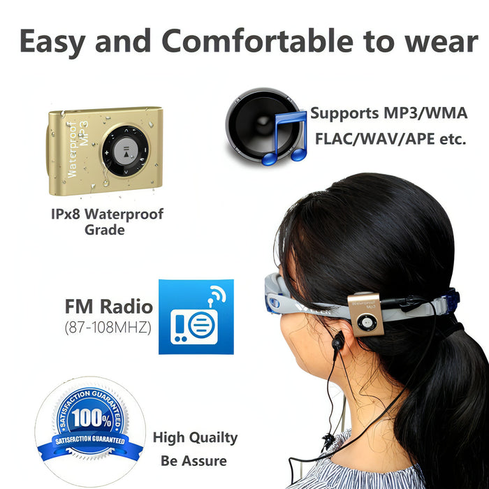 IPX8 Waterproof Swimming Diving Sports MP3 Music Player with Clip & Earphone, Support FM SJMUSICGROUP