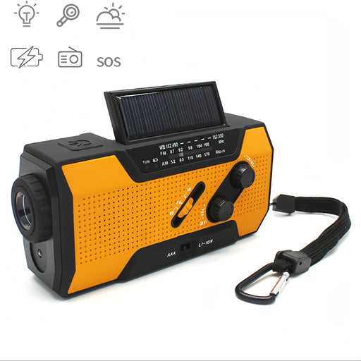 Multifunctional Hand Crank Solar Power LED Flashlight Full Band FM Radio Desk Lamp Alarm SJMUSICGROUP