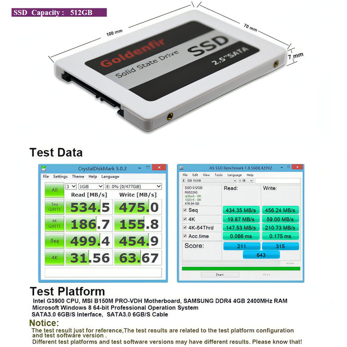 Goldenfir SSD 2.5 inch SATA Solid State Disk SJMUSICGROUP