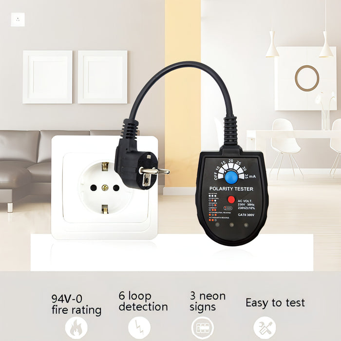 S2001 Socket Phase Detector Multi-Function Three-Phase Loop Socket Circuit Leakage Detector, EU Plug SJMUSICGROUP