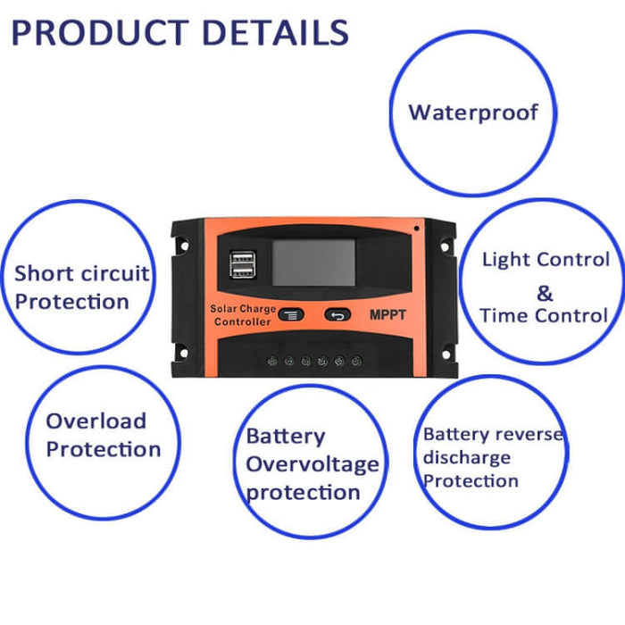 MPPT 12V/24V Automatic Identification Solar Controller With USB Output SJMUSICGROUP