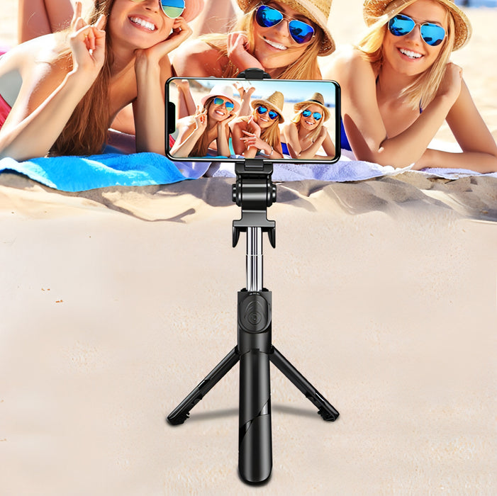 No Bluetooth Black XT02 360-Degree Rotating Multi-Function Retractable Mobile Phone Selfie Stick To Shoot Live TV Drama Tripod SJMUSICGROUP