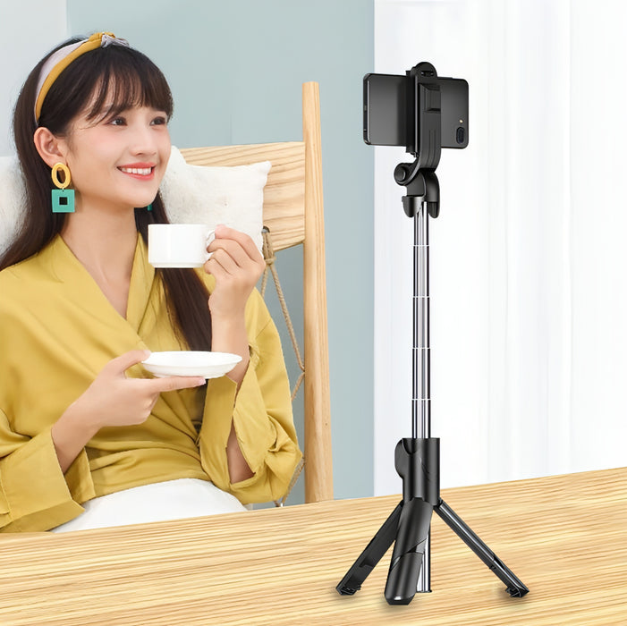 No Bluetooth Black XT02 360-Degree Rotating Multi-Function Retractable Mobile Phone Selfie Stick To Shoot Live TV Drama Tripod SJMUSICGROUP