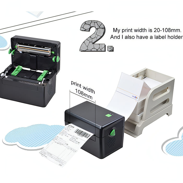 XP-108B 4 Inch 108mm Label Printer Thermal Barcode Printer Shipping Label Printers UPS DHL USPS DPD POCHTA USB Bar Code Maker,EU Plug SJMUSICGROUP