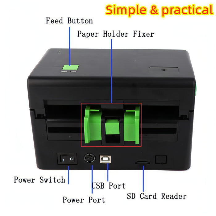 XP-108B 4 Inch 108mm Label Printer Thermal Barcode Printer Shipping Label Printers UPS DHL USPS DPD POCHTA USB Bar Code Maker,EU Plug SJMUSICGROUP