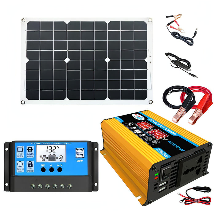 Solar Power System Inverter 30A Controller+18W 12V Solar Panel, Specification: SJMUSICGROUP