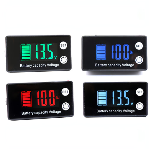 Two-Line Digital Display DC Voltmeter Lead-Acid Lithium Battery Charge Meter, Color: SJMUSICGROUP