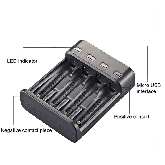 BMAX BH-804U 1.2V AA/AAA Rechargeable Battery Independent 4 Slot USB Charger SJMUSICGROUP