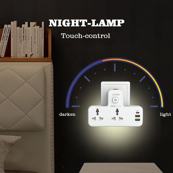 LDNIO SC2311 20W PD+QC 3.0 Multifunctional Home Fast Charging Socket with Night Light Function, Spec: SJMUSICGROUP