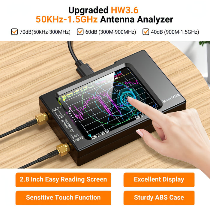 NANOVNA-H Upgraded Version 2.8 Inch TFT 50Khz-1.5Ghz Vector Network Antenna Analyzer MF HF VHF UHF With SD Card SJMUSICGROUP