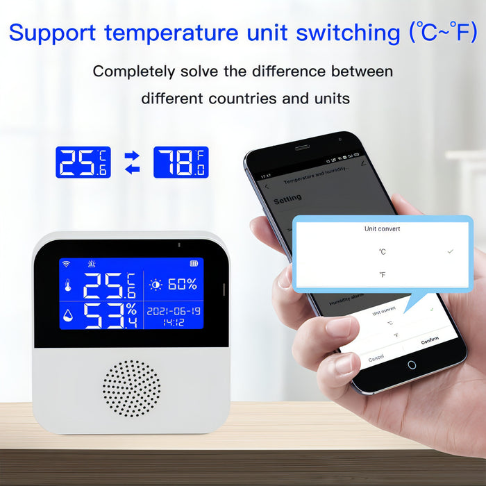 Tuya WIFI Temperature And Humidity Sensor With 2.9inch LCD Display,Spec: SJMUSICGROUP