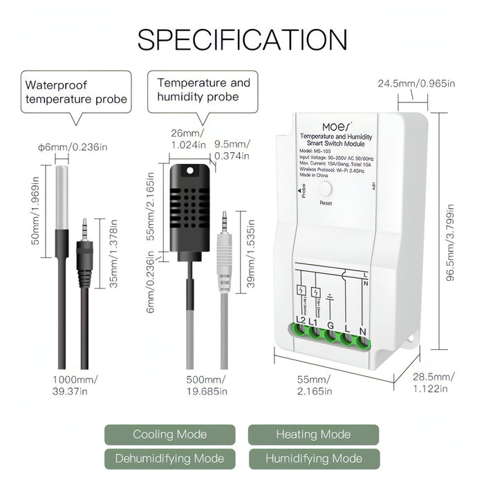 Tuya Dual-way Temperature and Humidity Switch Timer Smart Switch SJMUSICGROUP