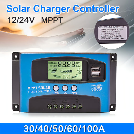 YCX-003 30-100A Solar Charging Controller with LED Screen & Dual USB Port Smart MPPT Charger SJMUSICGROUP