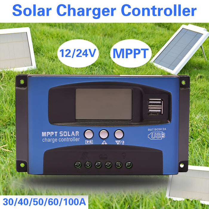 YCX-003 30-100A Solar Charging Controller with LED Screen & Dual USB Port Smart MPPT Charger SJMUSICGROUP