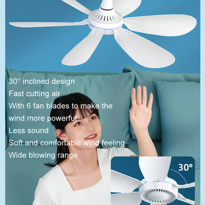 USB Home Dormitory Mute High Wind Power Mini Fan Six Blade Small Ceiling Fan SJMUSICGROUP