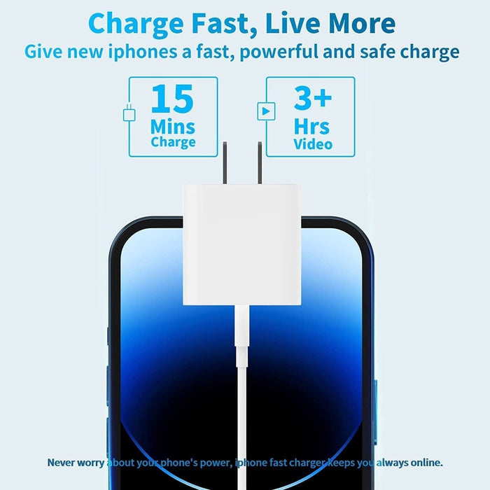 iPhone Fast Charger,Apple MFi Certified 100Pack 20W iPhone 14 Charger Block  wiht USB C to Lightning Cable 6FT,Original Type C Wall Charger for Apple