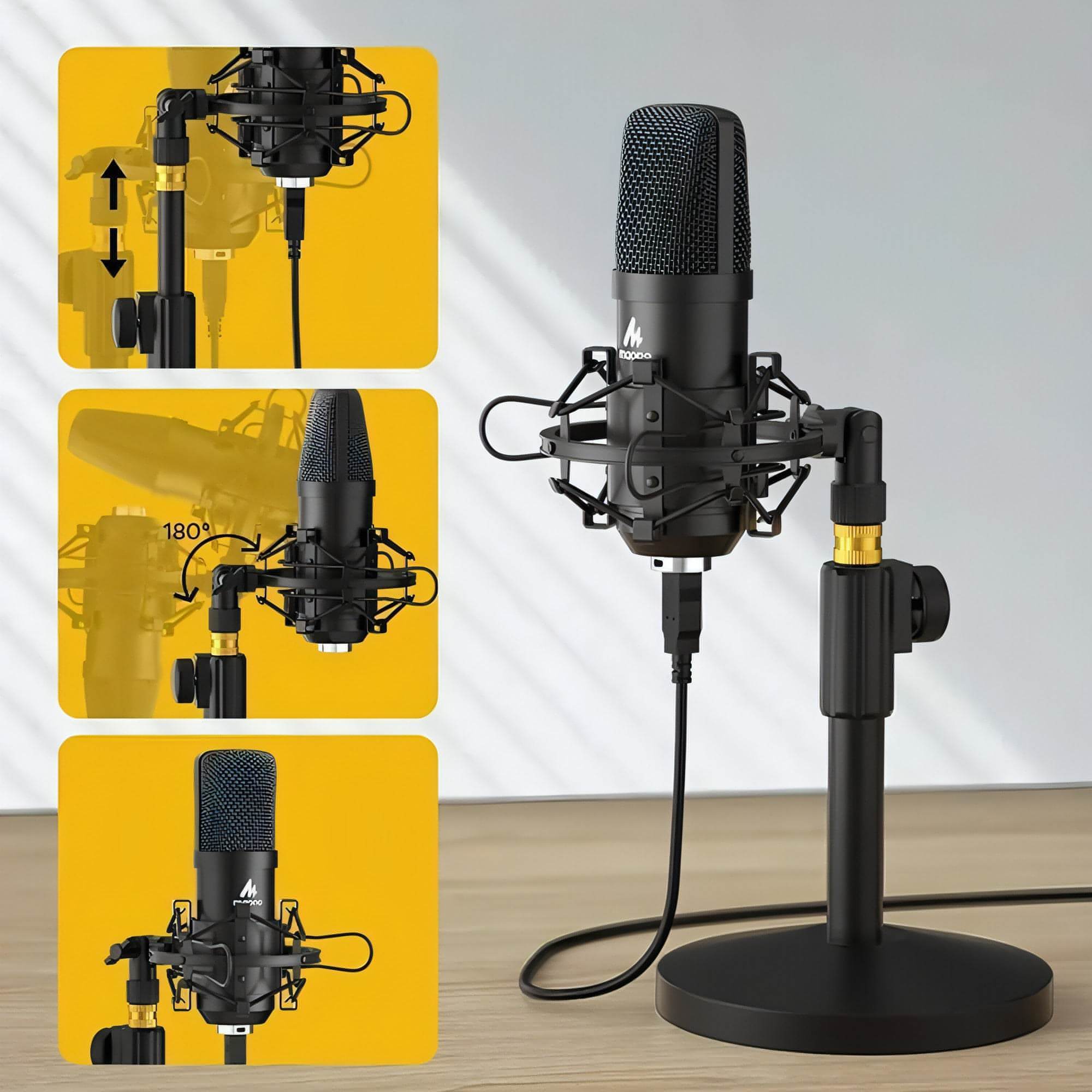  USB Microphone, MAONO 192KHZ/24Bit Plug & Play PC Computer  Podcast Condenser Cardioid Metal Mic Kit with Professional Sound Chipset  for Recording, Gaming, Singing,  (AU-A04) : Musical Instruments